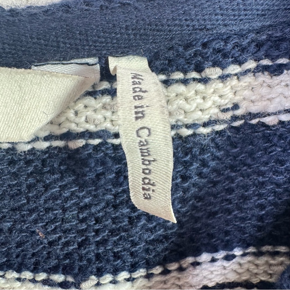 FatFace Striped Knit Hoodie Cardigan Navy White Size 8 Preppy Coastal Grandma - Picture 6 of 15